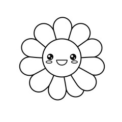 Kawaii Toddler Coloring Page Minimalist Black and White Line Arts