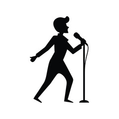 silhouette of a young woman with a microphone