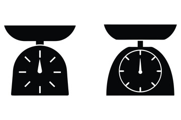 Two stylized black kitchen scales show different dial versions on a white backdrop