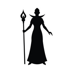 girl in a black dress with a broom