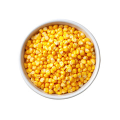 white bowl with yellow corn kernels isolated on transparent background