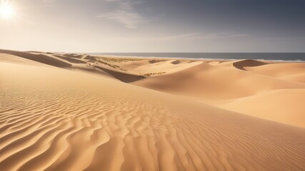 Sunlit Coastal Sand Dunes Under a Bright Sky