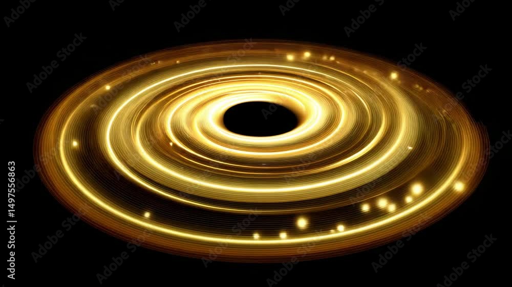 Aufkleber glowing golden spiral rings with bright light creating mesmerizing dynamic energy swirl pattern