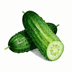 Serene Cucumber Hues cucumber isolated watercolor vector illustration svg