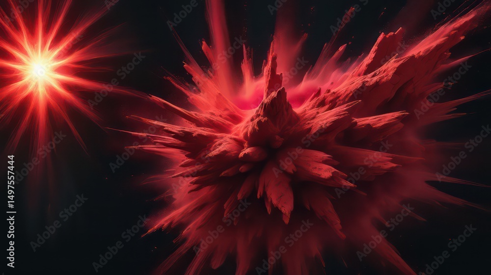 Poster abstract red explosion with radiant light source