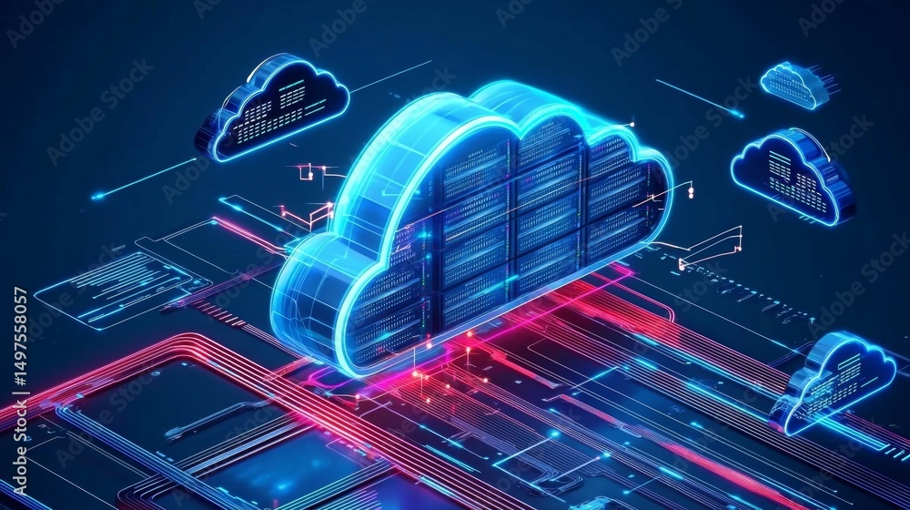 Aufkleber futuristic server design showcasing cloud computing technology.