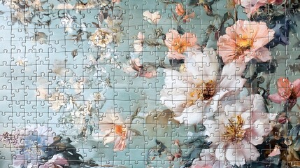 74. Puzzle with soft pastel tones and floral patterns