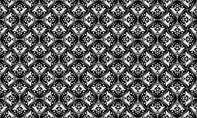 Flower geometric pattern. Seamless vector background. White and black ornament.