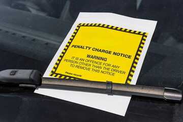 Penalty Charge Notice or Parking Ticket on Car Windscreen