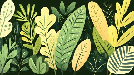Fototapeta premium Vibrant Green and Yellow Tropical Leaf Background Illustration