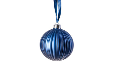 a blue ornament from a ribbon