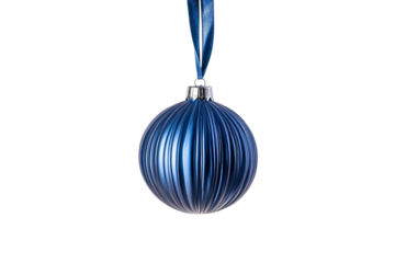 a blue ornament from a ribbon