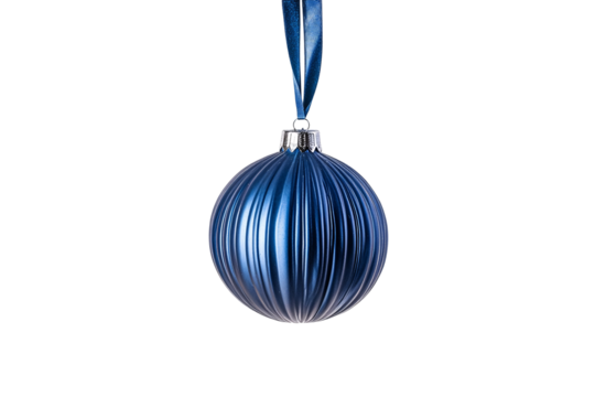 a blue ornament from a ribbon