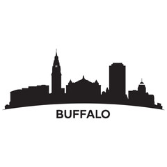 Naklejka premium Vector Buffalo skyline. Travel Buffalo famous landmarks. Business and tourism concept for presentation, banner, web site. Vector black silhouette. with white background