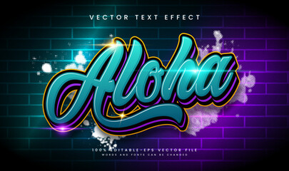 Aloha hype colorful, editable text effect. Suitable for street art or graffiti concept.
