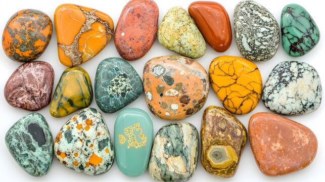 Colorful Polished Orbicular Jasper Stones Collection