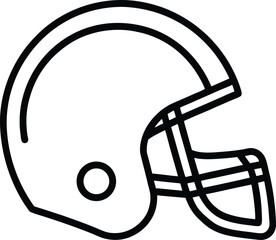 Classic American Football Helmet Line Art Minimalist Black Outline Design