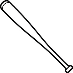 Classic Wooden Baseball Bat Line Art Minimalist Black Outline for Patriotic Designs