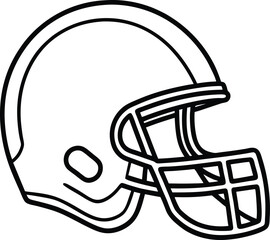 Classic American Football Helmet Line Art Minimalist Black Outline Design