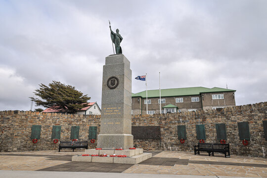 The Battle of the Falklands Memorial, Port Stanley, Falkland Islands, South Atlantic