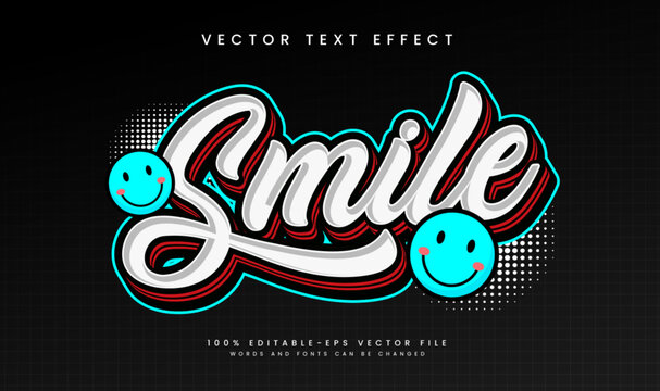 Comic smile editable vector text effect. Script classic minimalist concept.
