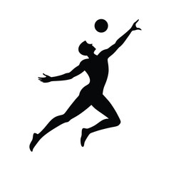 Silhouette of Volleyball Player Jumping
