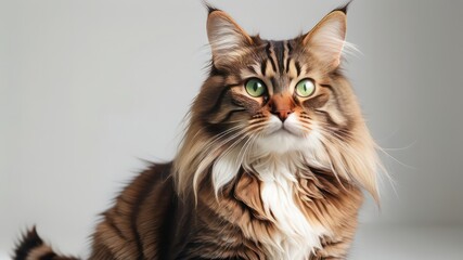 Obraz premium A Majestic Longhair Cat with Striking Green Eyes