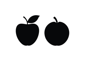 Apple and Plum Fruit Silhouettes
