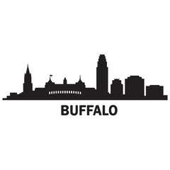 Obraz premium Vector Buffalo skyline. Travel Buffalo famous landmarks. Business and tourism concept for presentation, banner, web site. Vector black silhouette. with white background