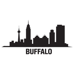 Fototapeta premium Vector Buffalo skyline. Travel Buffalo famous landmarks. Business and tourism concept for presentation, banner, web site. Vector black silhouette. with white background