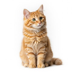 Obraz premium Fluffy Ginger Tabby Cat on White Background