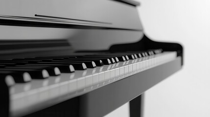 Close-up of elegant black piano keys with minimalist aesthetic