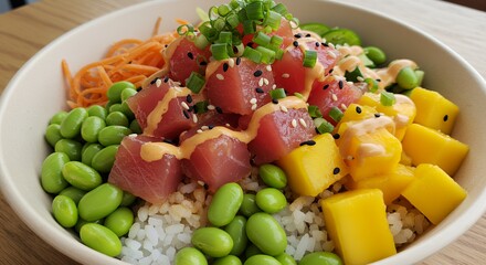 Tuna Poke Bowl with Mango and Edamame