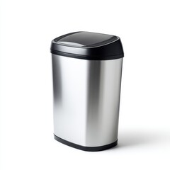 Stainless Steel Trash Can with Lid - Modern Office Waste Bin