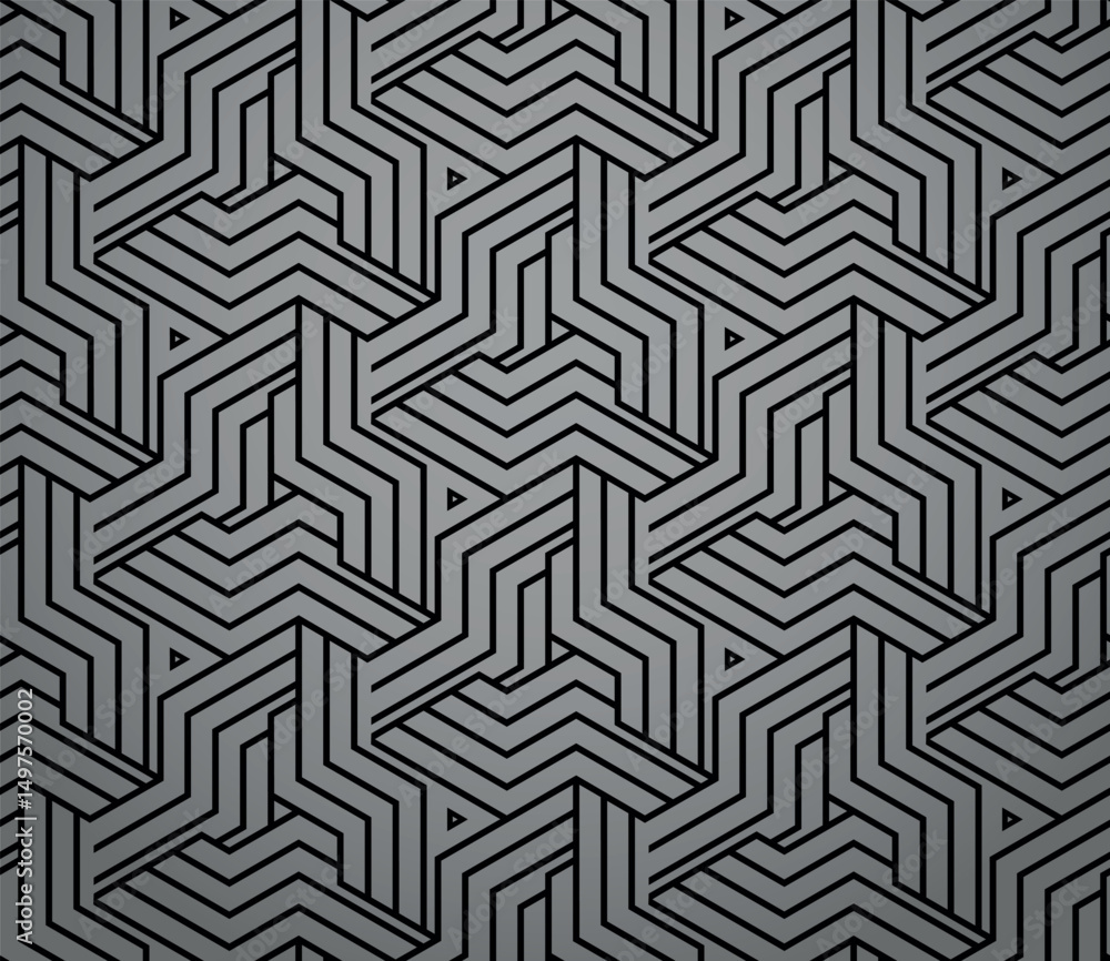 Aufkleber Abstract geometric pattern with stripes, lines. Seamless vector background. Gray and black ornament. Simple lattice graphic design