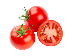 Tomato closeup isolated on transparent background. PNG format