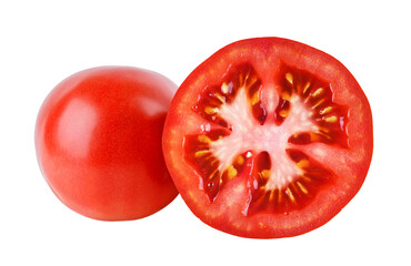 Tomato slice closeup isolated on transparent background. PNG format
