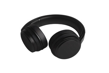 a black headphones on a white background