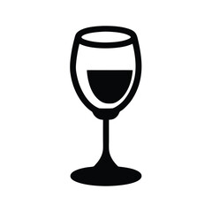 Wine Glass Icon Black Silhouette