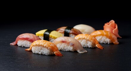 Assorted Nigiri Sushi with Ginger