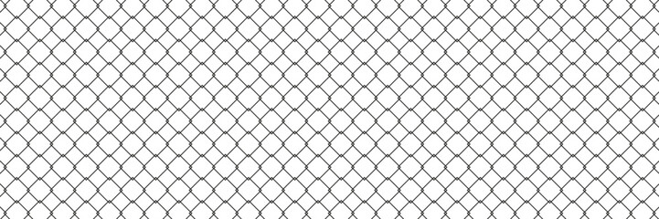 Fototapeta premium Steel wire chain link fence seamless pattern. Metal lattice with rhombus, diamond shape silhouette. Grid fence background.
