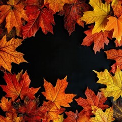 Obraz premium autumn leaves on the background, autumn leaves border, autumn leaves frame, atumn background for design, autmn banner design.