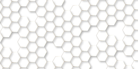 Abstract hexagon white background with shadow .white background Futuristic blue neon honeycombs. Modern technology design. Vector illustration.	