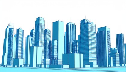 Obraz premium Architectural Visualization of Futuristic Metropolis with Blue Abstract Design