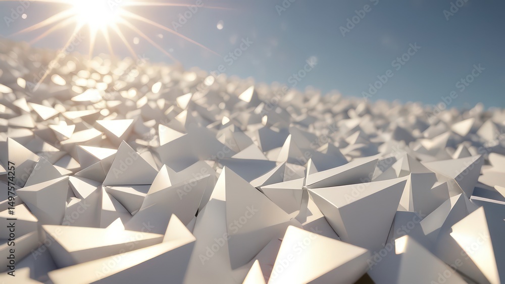 Aufkleber abstract white triangular geometric forms illuminated by sunlight
