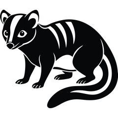Striped Tasmanian Devil Illustration Black and White Vector Graphic