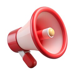 3D Red and White Megaphone Icon