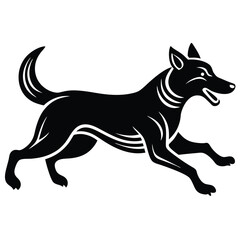 Stylized Black and White Running Dog Illustration