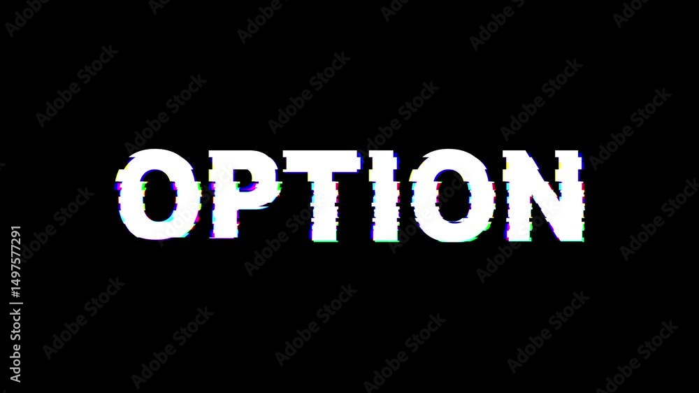Poster option looped text animation with glitch effect, and shining light effect to isolate on black backgr