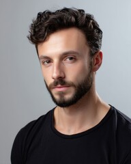 Obraz premium theatrical actor headshot, emotional intensity, clean background, high resolution